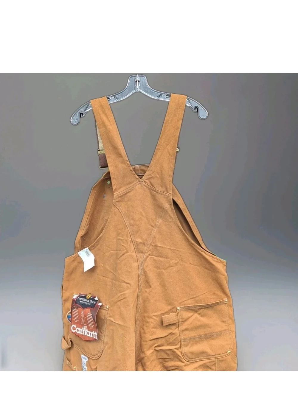 Vintage Carhartt Duck Bibs 46x30 Brown Double Knee Unlined Work Overalls R01 USA